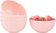 Lnrkai 5 PCS Cereal Bowls Pasta Bowls, 24 OZ Unbreakable Wheat Straw Bowls Lightweight Durable Snack Bowls Dishwasher & Microwave Safe Bowls for Adult, Rice, Soup (Pink)
