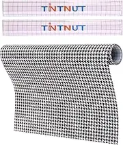 Tintnut Houndstooth Permanent Vinyl Roll - 12 inch x 5ft, Patterned Adhesive Vinyl Compatible with Cricut Machine, Black and White Permanent Outdoor Vinyl for Decor Sticker