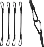 4 Pack Bungee Cord Carabiner Hook 18 In Heavy Duty Straps Elastic Rope Locks