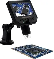Portable Digital Microscope, 4.3 Inch HD Electron Microscope with Suction Cup Bracket, 1-600X Industrial Microscope, Supports 16 Languages, 8 LED Lights, Standalone Digital Microscope
