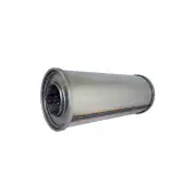 Redback Resonator - 2.5" Inlet 5" Round 12" Long Megaflow 409 Stainless Steel