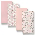 Cottage Floral Print & Solid Organic Cotton Jersey Bassinet Sheet Set, 4-Pack