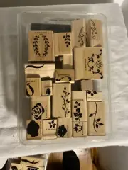 Vintage 1999 Stampin Up Two Step Stampin Hand Painted Petites 18 Piece Stamp Set