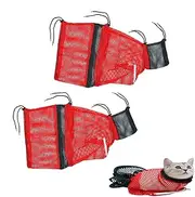 Cat Shower Net Bag, Cat Grooming Bag - Anti Scratch Cat Grooming Bag - Puppy Wash Accessories, Pet Washing Pouch for Bath, Check, Cleaning Teeth and Ears