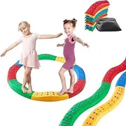 VEVOR Balance Beam Stepping Stones, 8 PCS Toddler Balance Boards Non-Slip Textured Surface & Rubber Pads, Montessori Toy for Kids 2-6, Build Coordination and Gross Motor Skills, Indoor or Outdoor Play