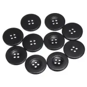 10pcs Resin Sewing Buttons 1" Round Flat 4-Hole Craft Buttons, Black