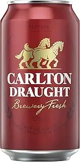 Carlton Draught, Full Strength Beer with Crisp Finish, Classic Australian Lager, 4.6% ABV, 375mL (Case of 24 Cans).