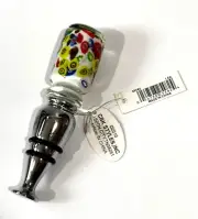 CBK Art Glass Wine Bottle Stopper Colorful Millefiori Flower Like Design