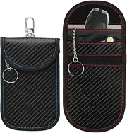 2 Pack Faraday Pouch for Car Keys, 2025 Faraday Bag Car Key RFID Signal Blocking Pouch with Hook Securing Keyring, Waterproof Faraday Bag Key fob Protector, Anti-Theft Signal Blocker, (Blue + Red)