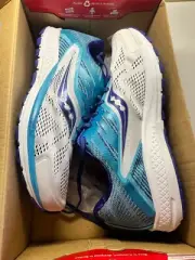 New Women’s Saucony S10374-3 Ride 10 White Blue Sneakers size 10.5 D S10374-3