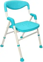 Shower Stool Seat with Padded Armrests and Back Hight Adjustable Bath Chair Anti-Slip Bathtub Chair Adjustable Shower Chair for Seniors, Elderly, Disabled (Color : Blue)