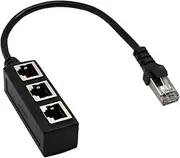 Rj45 Female 1 to 3Port Female Socket Adapter Face, Rj45 Network Splitter Adapter, Ethernet Cable Ext Plug, Ethernet Socket C Ector Adapter Black Black