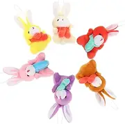 SUPVOX Cute Stuffed Bunny for Easter 6pcs Rabbit Toys Plush Rabbit Keychain Pendants