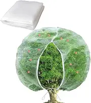 2.4×2.4M Garden Insect Netting, Garden Mesh Covers Bags for Preventing Birds, Large Fruits Tree Netting Plant Cover with Zipper and Drawstring Transparent Bird Plant Barrier Flower Fruits Mesh Screen
