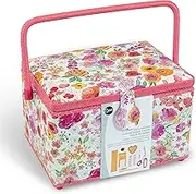 Dritz Large Kit, Pink & Orange Filled Sewing Basket
