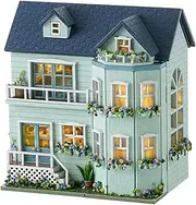 MAGQOO DIY Miniature Dollhouse Kit with Furniture 1:100 Scale Creative Room Mini Wooden Doll House Accessories DIY Miniature House Kit (Warm House)