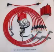 DODGE 440 1973-1978 RED Small Female Cap HEI Distributor, coil, Spark Plug Wires