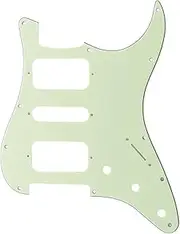 Musiclily Pro 11 Holes Round Corner HSH Strat Pickguard for American/Mexican Fender Standard Stratocaster Electric Guitar, 3Ply Mint Green