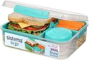 [Sistema] Bento Box TO GO | Lunch Box with Yoghurt/Fruit Pot | 1.65 L | BPA-Free | Minty Teal | 1 count