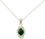 [LXR] 14k Yellow Gold Emerald And Diamond Pendant