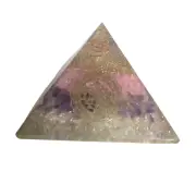 Rose Quartz, Amethyst, Clear Quartz Orgonite Pyramid - Sacred Geometric Symbol