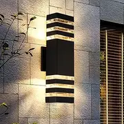 Outdoor Wall Light, LED Square Up&Down Porch Lights 3000K Warm White Outdoor Modern Wall Sconce Aluminum Porch & Patio Lights Exterior Light Fixture for House Garden Backyard Garage