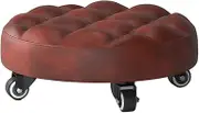 Rolling Floor Chair - Shop Seat Stool, Height Adjustable Roller | 12.99 * 12.99 * 5.12 inches Multipurpose Task Stool Chair, Leather Mobile Seat, Low Chair with Outdoor Chore Use