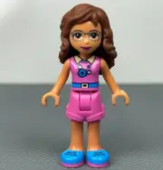 Olivia LEGO Friends 41383 Minifigure Mini Doll Dark Pink Shorts Top Blue Shoes