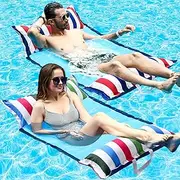 FindUWill Fabric Pool Hammock Floats, XL, 2Pack Inflatable Multi Purpose Water Hammocks Floaties (Saddle, Lounge Chair, Hammock, Drifter), Pool Float Lounger for Adults