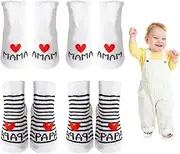 [TUONYIS] 4 Pairs of Baby Socks 0-6 Months Baby Cotton Socks Cute Socks I Love Mama PaPa, Cotton Baby Socks Baby First Equipment Newborn Non-Slip Socks for Birth Boy Girl (White)