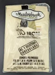 NEW Vintage Set 2 MEADOWBROOK Luxury Muslin No Iron Pillowcases Beige/off-white