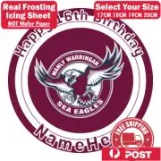 NRL Manly Warringah Sea Eagles Personalised Birthday Edible Image Cake Topper