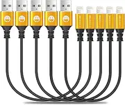 5Pack Short iPhone Charger Cable 1FT Lightning Cable 1 Foot Charging Station Portable Desktop Cord for iPhone 12 11 Pro X XS Max XR / 8/8 Plus / 7 Plus / 6 Plus / 5S / iPad/iPod and Power Bank, Gold