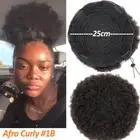 Afro Curly Puff Drawstring Ponytail Bun Clip In 100% Remy Human Hair Extensions