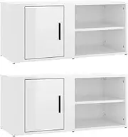 TV Units 2 pcs High Gloss White 80x31.5x36 cm Engineered Wood TV Cabinets for Living Room, Modern & Durable TV Stand with Storage, Space-Saving Design for Small Homes