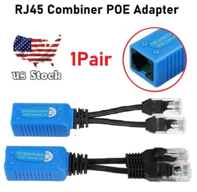 1 Pair POE Network Splitter Separator Receiver RJ45 Network Cable POE Injector