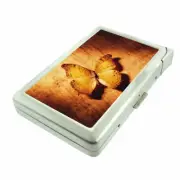 Rustic Butterfly Em1 Cigarette Case with Built in Lighter Metal Wallet