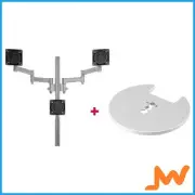 Atdec Triple Monitor Desk Mount/Grommet Clamp - Silver