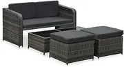 4 Piece Garden Lounge Set with Cushions Poly Rattan Anthracite Patio Bar Sets