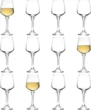 12x Clear 295ml Lal White Wine Glasses - Small Glass Red Rose Long Stem Cocktail Party Drinking Goblet Gift Set - by LAV