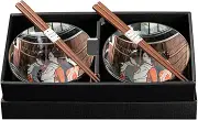 Omotenashi Maiko Donburi Bowls & Chopsticks Set of 2 - Mino Ware Made in Japan