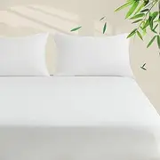 LINENOVA 3-Piece Bamboo Fitted Sheet Set - King, 2000TC Ultra Soft & Breathable, Ideal for Hot Sleepers 40cm Deep Pocket, Includes 2 Pillowcases (48x74cm) - White