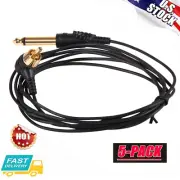 5pcs Tattoo Power Supply Soft Right Angle RCA Clip Cord 1/4" Phono Plugs 6 ft