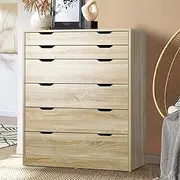 [OIKITURE] Chest of Drawers Tallboy with 6 Drawers Wood