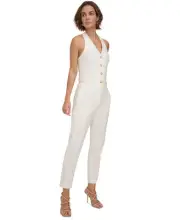 DKNY Women's Mid-Rise Slim-Fit Bootcut Pants (Ivory, 8)