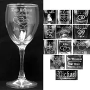 Set of 2 Personalize Wine Glasses Laser Engraved Wedding Party Gifts Bridesmaids