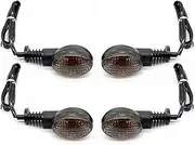 KIXURO Motorcycle Front Rear Turn Signal Light Lens for Ex250r 250r Klx250s Klx250sf S 650 Blinker Lamp Len Motorcycle Turn Signal Light(Black Smoke Bulb 2 Pair)