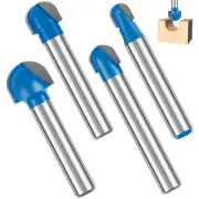 4Pcs 1↘4 In Shank Round Nose Router Bit Set Carbide Double Flute Core Box Bit❅