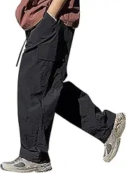 [Generic] Heavy Cotton Sweatpants for Men Pants Jogger Sweatpants Drawstring Outdoor Trousers with Pockets Sickies Work Pants