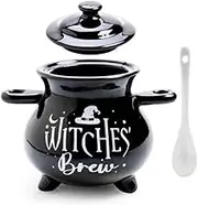 MDI Gothic Halloween Witches' Brew Soup Bowl & Spoon (Black and White, Ceramic, 0.2 oz)